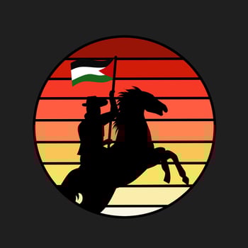 illustration vector of man ride horse bring palestine flag perfect for print,etc.