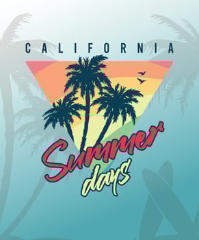 California Summer Days Plam Beach Tshirt Design vector