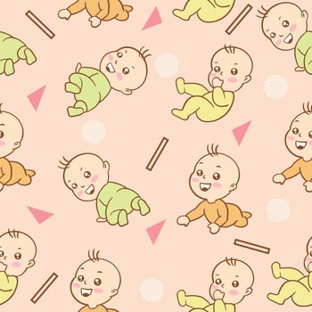Set Cute Baby Babies Boy Cartoon Flat With Abstract Colorful Object Collection Illustration Lite Pink. vector