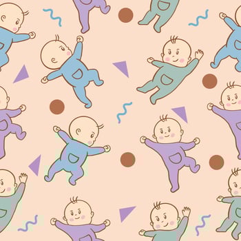 Set Cute Blue Baby Babies Boy Cartoon Flat With Abstract Blue Object Collection Illustration Lite Pink. vector