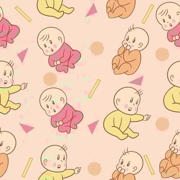 Set Cute Baby Babies Boy Cartoon Flat With Abstract Colorful Object Collection Illustration Lite Pink. vector