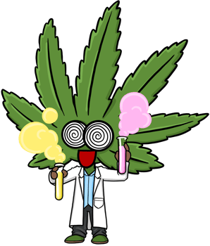 Cute cartoon cannabis marijuana character scientist png