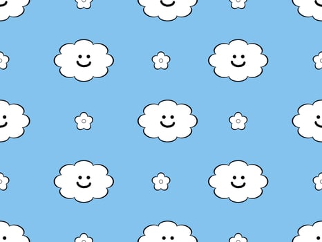 Cloud cartoon character seamless pattern on blue background vector