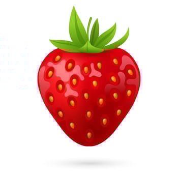 Whole strawberry. Fresh red ripe soft berry isolated on white background. Realistic 3D vector illustration. Healthy food, sweet fruit with vitamin C.