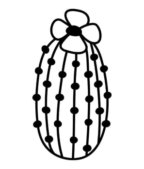 Hand drawn isolated cactus with flower. Vector doodle cactus icon illustration clipart