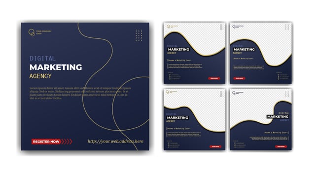 Social media posts template modern design, for digital marketing Agency vector