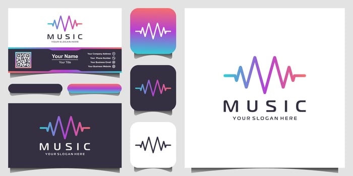 Letter M with pulse. music player element. logo template electronic music, equalizer, store, DJ music, nightclub, disco. audio wave logo concept, multimedia technology themed, abstract shape. vector