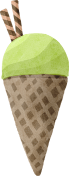 Watercolor ice cream in waffle cone png