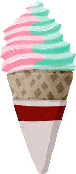 Watercolor ice cream in waffle cone png