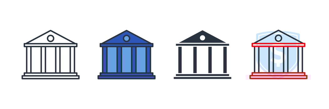 bank building icon logo vector illustration. banking symbol template for graphic and web design collection