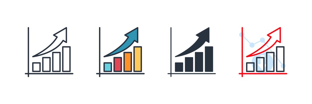 growth icon logo vector illustration. Growing bar graph symbol template for graphic and web design collection