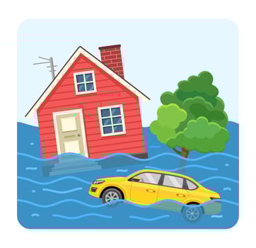 The flood flooded the city. Vector illustration