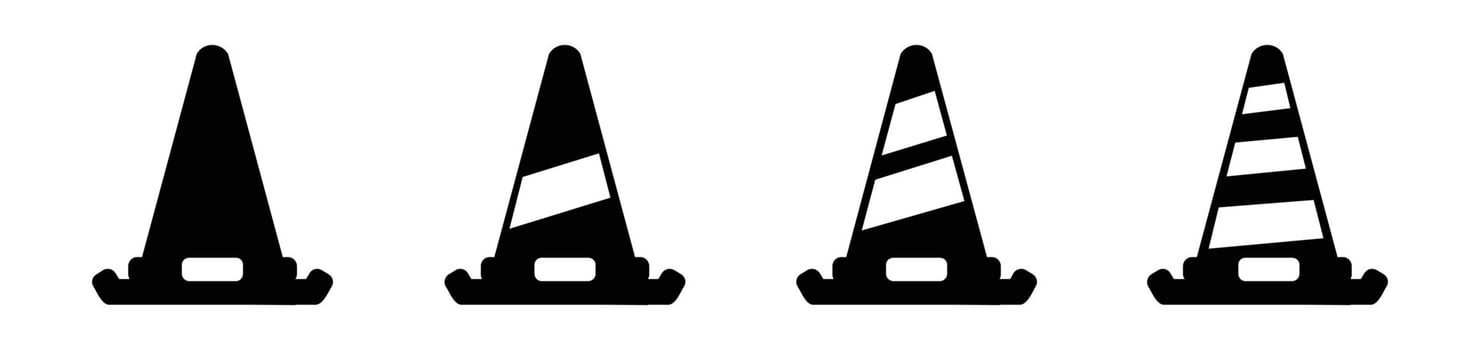 cone icon in different style vector,two colored and black cone vector icons designed,traffic cone icon set, barrier symbol vector Illustration