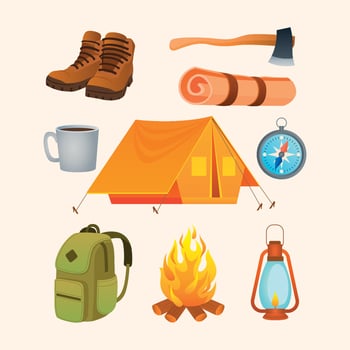 Fall Camping and Hiking Equipment Icon vector
