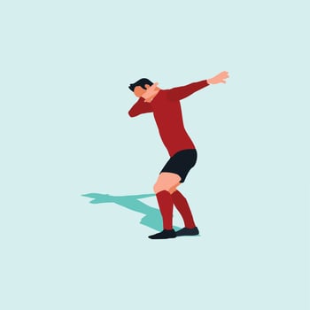 vector illustration - soccer player do a dab celebration - flat cartoon style