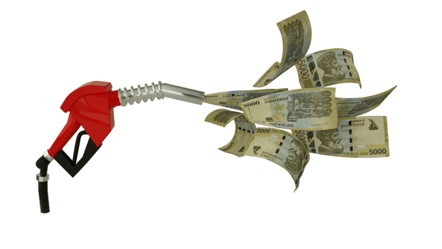 3d rendering of 100 Armenian Dram notes coming out from fuel pump. red fuel nozzle with Armenian Dram flying around png