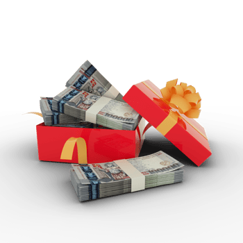Stack of 100000 Armenian dram notes inside an open red gift box. Bundles of Armenian dram inside a gift box. 3d rendering of money inside box isolated on transparent background png