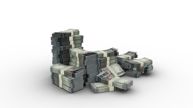 Stack of 100000 Armenian dram notes. 3d rendering of bundles of money isolated on transparent background png