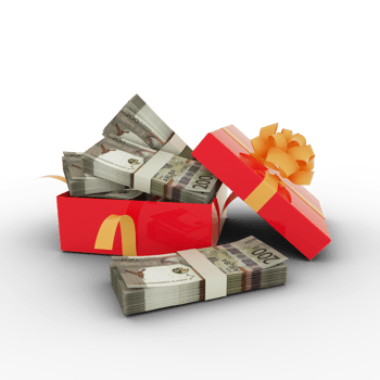 Stack of 200 Aruban florin notes inside an open red gift box. Bundles of Aruban florin inside a gift box. 3d rendering of money inside box png