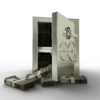 Bundles of 200 Aruban florin in Steel safe box. 3D rendering of stacks of money inside metallic vault isolated on transparent background, Financial protection concept, financial png