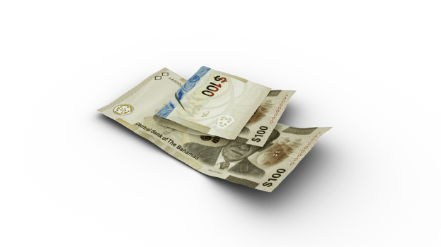 3D rendering of Double 100 Bahamian dollar isolated on transparent background png