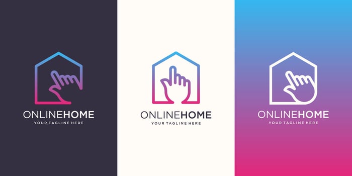 Online Home Logo designs Template. House combined with cursor. vector