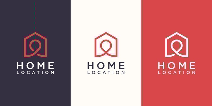 Home location Logo designs Template, house combined with pin maps. vector