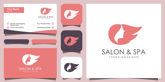 woman hair style stylized silhouette, beauty salon logo template vector