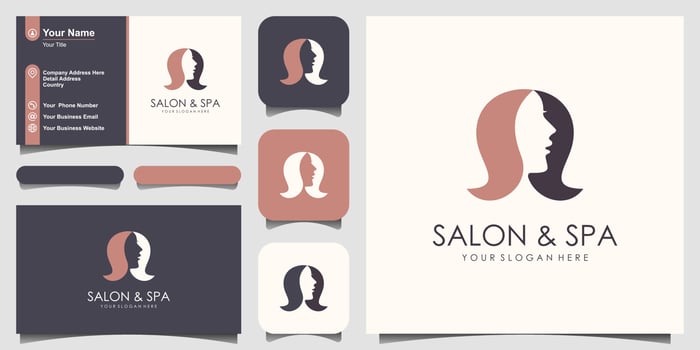 woman face and hair salon logo design vector