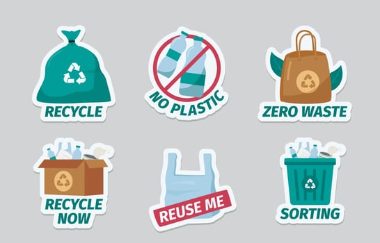 Recycling at Home Sticker Collection vector