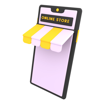3d simple online shopping store icon ecommerce illustration png