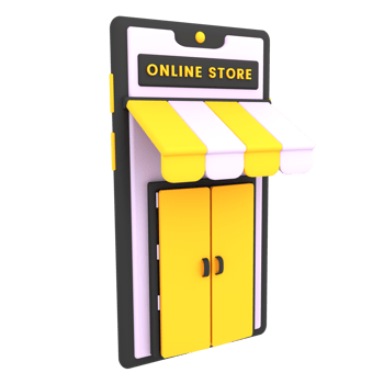 3d online shopping store with cute mobile icon ecommerce illustration png