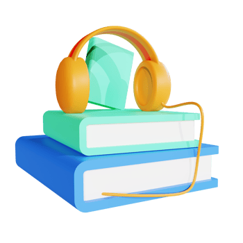 3D illustration audio book for education png