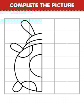 Education game for children complete the picture cute ladybug head half outline for drawing vector