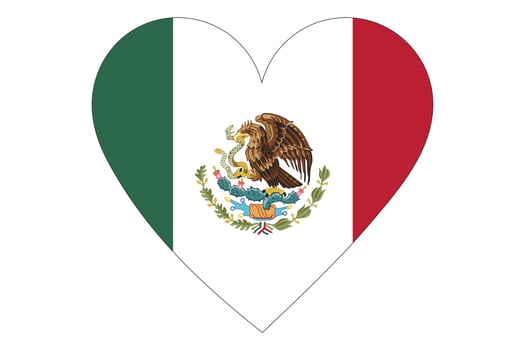 Heart flag vector of Mexico on white background.