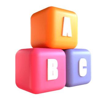 3D icon Cube A B C for education png