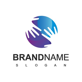 Hand Logo,Helping People And Society Symbol vector