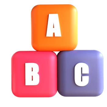 3D icon Cube A B C for education png