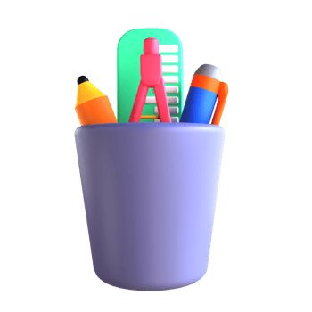 3D icon pencil ruler pen for education png