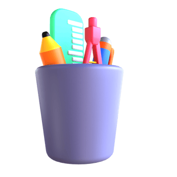 3D icon pencil ruler pen for education png