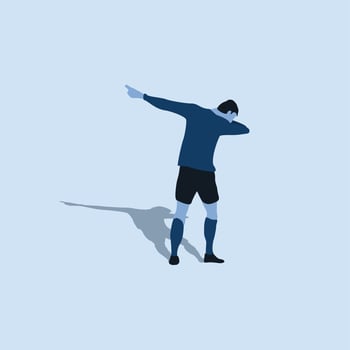 vector illustration - dab goal celebration back view in soccer - flat cartoon style