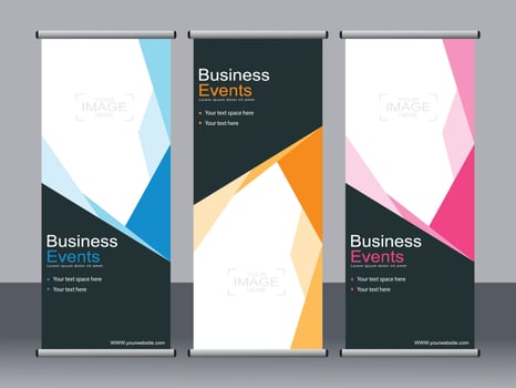 Business banner roll up set standee banner template. vector