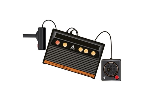 Classic Atari game console design illustration vector
