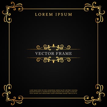 Elegant gold frame floral border template vector