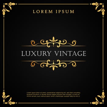 Elegant luxury vintage gold ornament with frame decorative vector