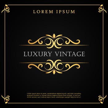 Elegant luxury vintage gold ornament with frame decorative style vector