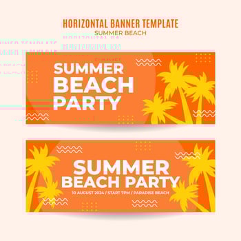 Summer Day - Beach Party Web Banner for Social Media Horizontal Poster, banner, space area and background vector
