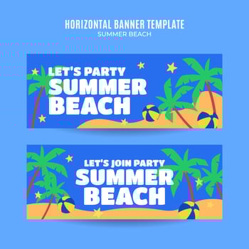 Summer Day - Beach Party Web Banner for Social Media Horizontal Poster, banner, space area and background vector