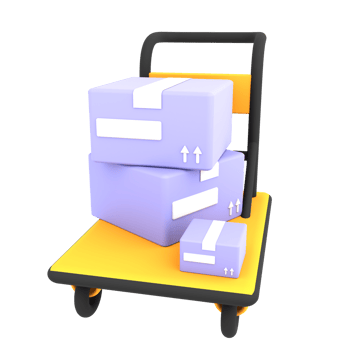 3d luxury cart trolley with two cardboard boxes icon ecommerce illustration png