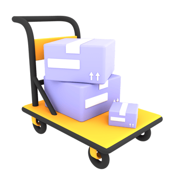 3d luxury cart trolley with two cardboard boxes icon ecommerce illustration png